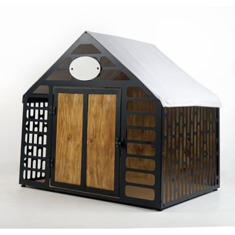 Hondenhok - Hondenbench - Metalen en Houten Hondenhok - Kennel - Bruin - Small - 67*57* 55 cm
