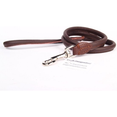Dog's Companion - Leren riemen (rond) - Lengte: 120cm (10 mm), Kleur: Bruin