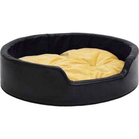 vidaXL-Hondenmand-99x89x21-cm-pluche-en-kunstleer-zwart-en-geel