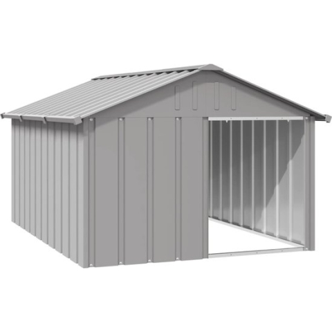 vidaXL-Hondenhok-116,5x153x81,5-cm-gegalvaniseerd-staal-grijs