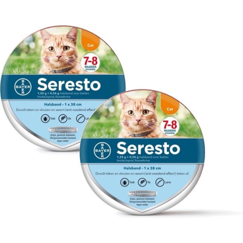Seresto Teken- en Vlooienband Kat - Anti tekenmiddel - 2 stuks x 38 cm