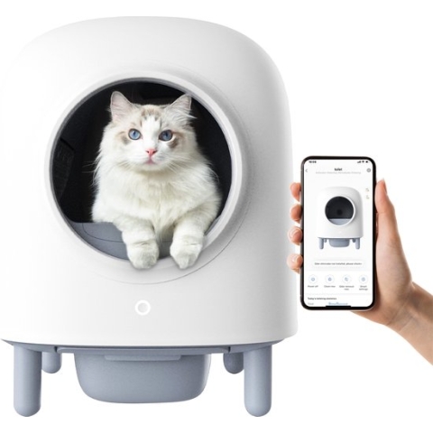 Petree Cube Zelfreinigende Kattenbak - Automatische Kattenbak - Bedienen via de App - Inclusief kattenbakmat, luchtverfrissers en 1 rol afvalzakje