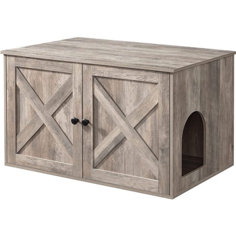 MaxxPet Houten kattenhuis - katten bench - kattenbed - katten hok - 80x53x50cm - Ivory Bruin