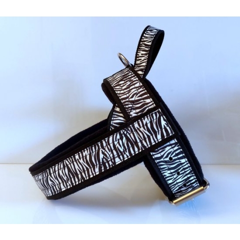 T tuig zebra print zwart anti trek hondentuig