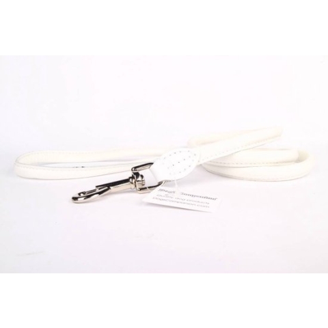 Dog's Companion - Leren riemen (rond) - Lengte: 180cm (8 mm), Kleur: Wit