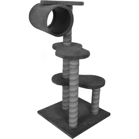 Kattenkrabber nr. 5 MINI - krabpaal - hoogte 85 cm - 3 plateaus - kleur grijs