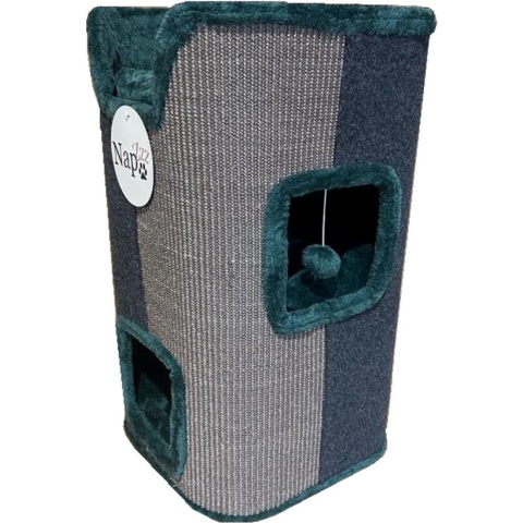 NapZZZ Katten krab/klimmeubel met 2 gaten 70 cm grijs/Groen