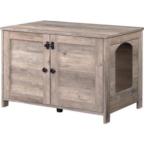 kattentoilet, kattenbakkast, kattenhuis met deur en aparte verdeler, stevige kattenkast, bank, kattenbak opbergdoos, nachtkastje, grijs