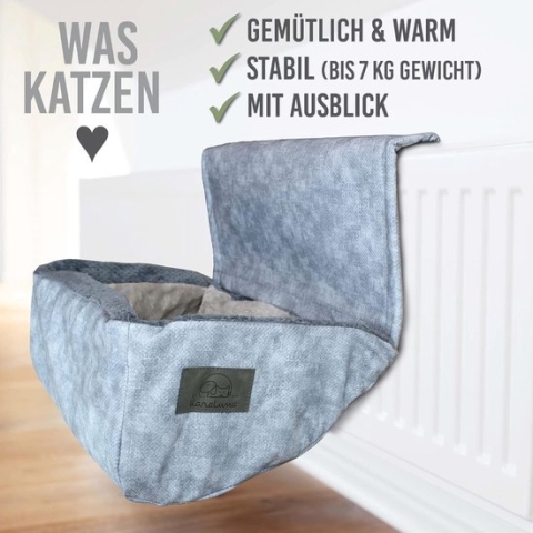 Verwarmingsligstoel, ook geschikt voor grote katten, kattenbed, verwarming, hanggroef, kat, verwarming, hangmat, radiatorligstoel, katten, XXL (lichtgrijs)