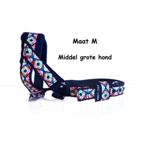 Gentle leader - Zwart - Ibiza - Maat M - Gevoerd - Antitrek hoofdhalster hond - Halster hond - Anti trek hond