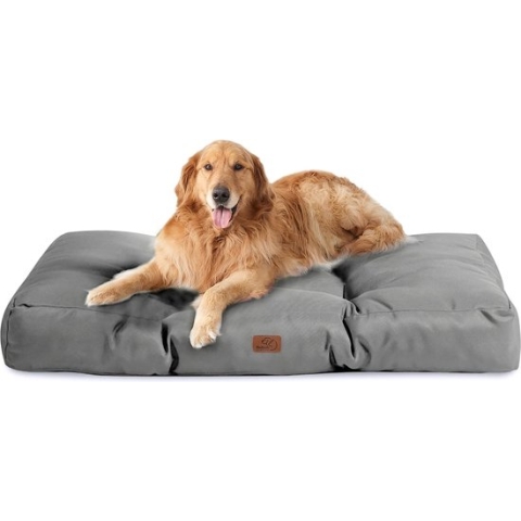 Hondenkussen, grote honden, wasbaar, 110 x 89 cm, hondenmatras, waterdicht, XXL, voor grote, middelgrote honden, outdoor, gewatteerd, grijs, 10 cm hoog, XL hondenbed voor huisdieren