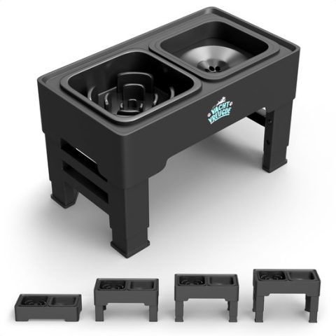 VachtVreugde Anti Schrokbak voor Hond en Kat - Verstelbare Slow Feeder Voerbak - Slowfeeder voor Gezonde Voeding - Slow Bowl voorkomt Snel Eten - O.a. geschikt voor Puppy, Kittens en Labrador - Zwart