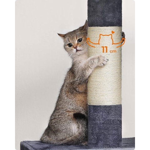 Kattenhuis - Met 2 grotten - Voor extra grote katten - Grijs blauw