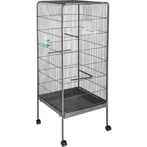 TecTake Vogelkooi - voliere - Grote Vogelkooi volière metaal met met wieltjes - 146cm - 401004