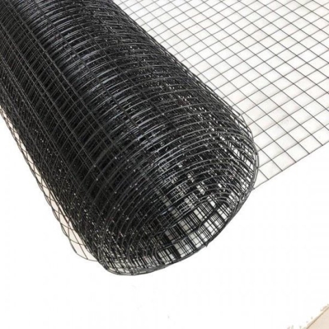 Volieregaas 12 x 12mm 0.8mm 100cm 25m Zwart gepoedercoat RVS