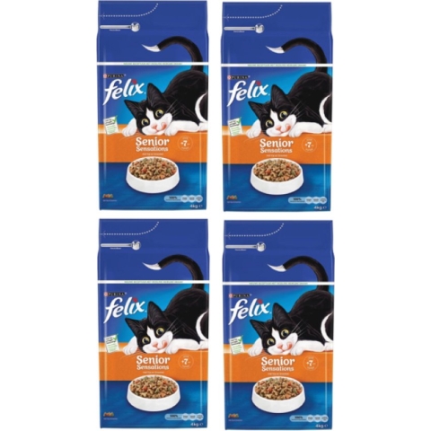 4x Felix Sensations Droog Senior - Kattenvoer - 4kg