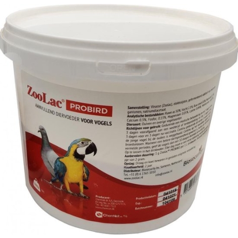 Zoolac PROBIRD 1kg - - Aanvullend diervoeder, voor gebruik bij diverse vogelsoorten. (o.a. Duiven, papegaaien en kippen)
