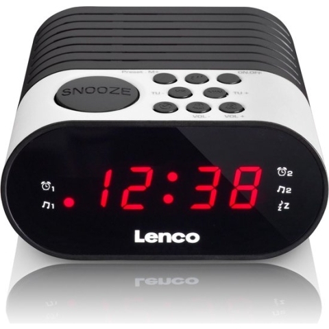 Lenco CR-07 White - Wekkerradio met Slaaptimer - Dubbel alarm - Wit