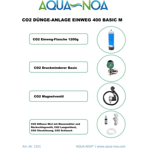 Aqua-noa CO2 set wegwerpfles 400 Basic M