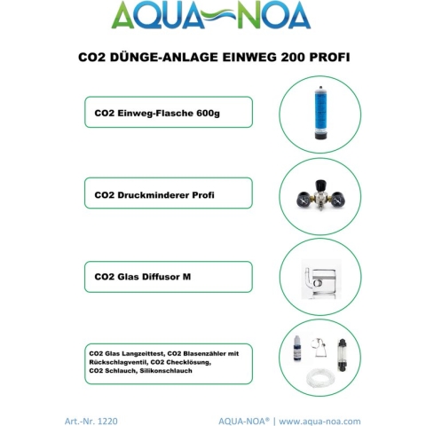 Aqua-noa Co2 set wegwerpfles Profi 200