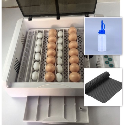 Broedmachine - broedkast - automatisch - met ingebouwde LED schouwlamp - ingebouwde hygrometer - antislip (spreidpoten) mat en waterfelsje - draait de eieren automatisch - met Nederlandse handleiding