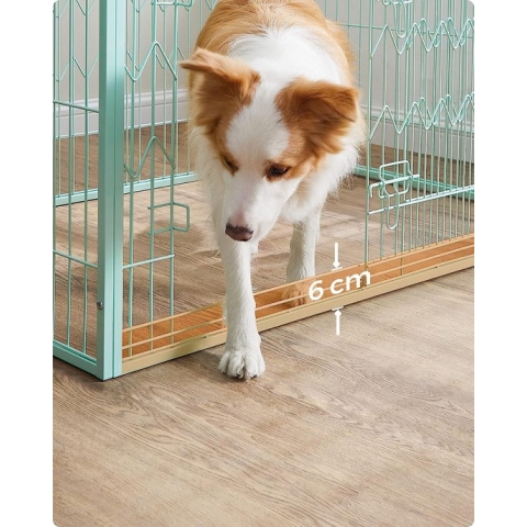 Rechthoekige Hutting Voor Honden, Konijnen En Andere Huisdieren - 122 X 80 X 70 Cm - 4 Panelen Met Dubbel L-Slot En Schuifdeur - Watergroen - Ideaal Voor Binnen