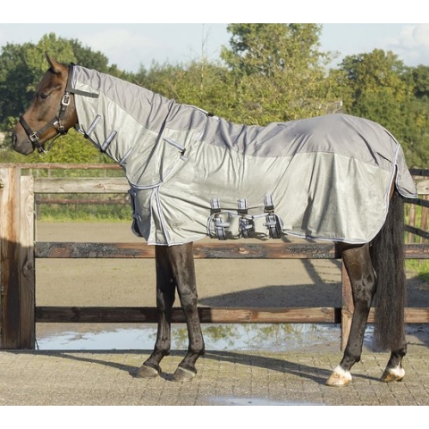 QHP Vliegendeken Combo met hals en waterdichte rug - maat 145/195 - grey