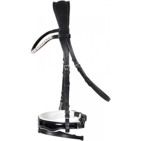 PFIFF trens en stang 'Elegance' lakneusriem anatomisch COB Zwart-wit