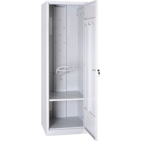 Zadelkast hoog model 195 x 60 x 60 cm. Kleur lichtgrijs RAL 7035