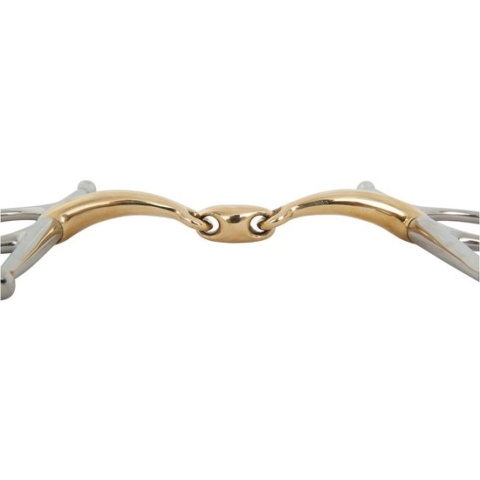 BR Dubbel Gebroken Kneveltrens Soft Contact 14 mm Scharen 165 mm 12,5 Zilver/goud