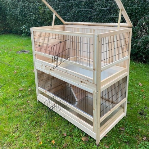 Konijnenhok voor Binnen - Hok voor konijn - Cavia Kooi - Caviakooi - Hamsterkooi -Knaagdieren Kooi - 102x55x104 cm
