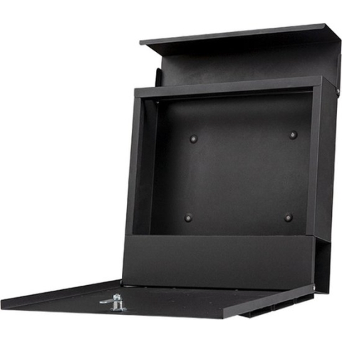 BRASQ Brievenbus Deluxe zwart met krantenvak, wandbrievenbus, mailbox, modern strak design van roestvrij staal met slot en sleutels PB200
