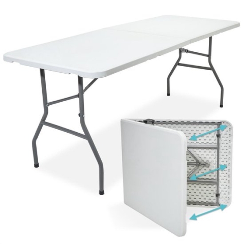 LifeGoods Klaptafel - Inklapbare Tafel - 70x180cm - Verstelbare Vouwtafel - Campingtafel - Weerbestendig - Wit