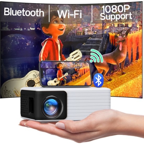 Yoton Y3 Mini Beamer met Wifi en Bluetooth - 7500 Lumen - Compatibel met HDMI, USB, AV, Laptop, Smartphone - Wit en Zwart