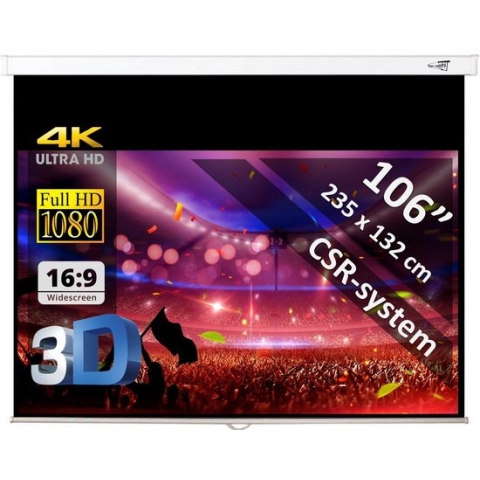 Manueel Projectiescherm - 106" (270cm) - 235 x 132 cm - 16:9 - mét CSR-systeem - beamer scherm