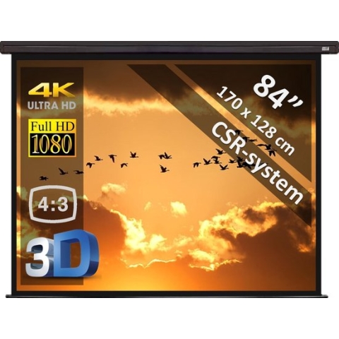 Manueel projectiescherm 84" (4:3) - 170 x 128 cm - mét CSR-systeem - beamer scherm - ZWARTE behuizing