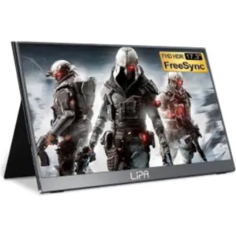 Lipa HDR-60 portable monitor Full HD 17.3 inch - Draagbaar scherm - Computerscherm - Beeldscherm - 144 Hz - HDMI - 2x USB C - Met hoes en kickstand - Ook voor game consoles - Makkelijk mee te nemen - 1920 x 1080 pixels - Dual Speakers - Energiezuinig