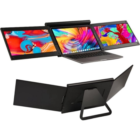 Farfi - Triple Portable Monitor Full HD - 1 kabel-model - (Windows & MacOS) 2 x 13.3 inch IPS - Plug & Play - Extra laptop beeldscherm - Draagbare extra scherm voor laptop