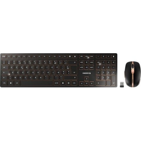 CHERRY DW 9100 SLIM toetsenbord RF-draadloos + Bluetooth AZERTY Belgisch Zwart