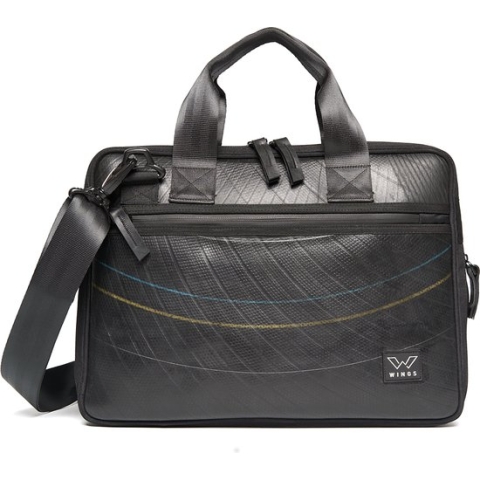 Wings Precious Peacock - 15 inch duurzame laptoptas van autoband - zwart