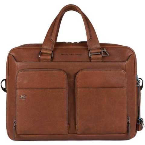 Piquadro Laptoptas Black Square Leer - cognac