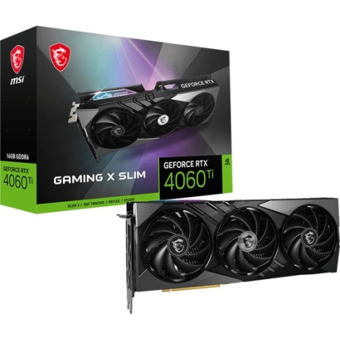 MSI GEFORCE RTX 4060 Ti GAMING X SLIM 16G, GeForce RTX 4060 Ti, 16 GB, GDDR6, 128 Bit, 7680 x 4320 Pixels, PCI Express x8 4.0