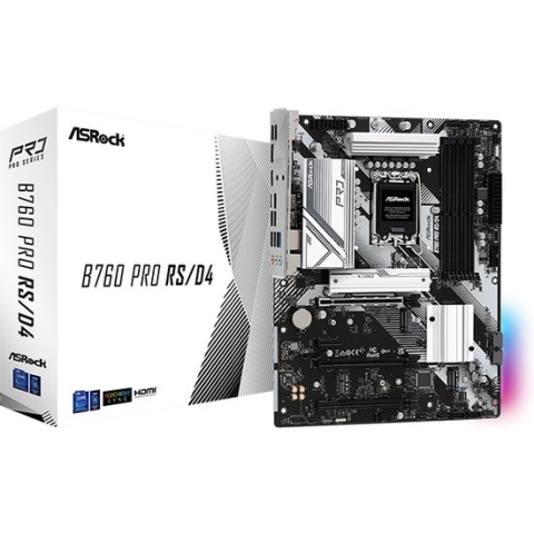 Asrock B760 Pro RS/D4, Intel, LGA 1700, Intel® Core™ i3, Intel® Core™ i5, Intel® Core™ i7, Intel® Core™ i9, DDR4-SDRAM, 128 GB, DIMM