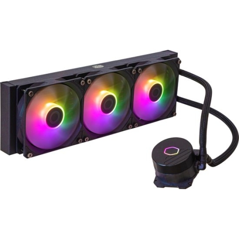 Cooler Master MasterLiquid 360L Core ARGB - Vloeistofkoelsysteem processor - afmeting radiator: 360 mm - (voor: LGA 1700, LGA1200, LGA1151, LGA1150, LGA1155, LGA1156 - AMD AM5, AM4, AM3+, AM3, AM2+, AM2, FM2+, FM2, FM1) - 3x 120 mm RGB Fan - zwart