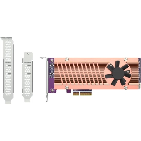 QNAP QM2-2P-344A, PCIe, M.2, PCIe 3.0, Bruin, Grijs, NAS / Storage server, Actief