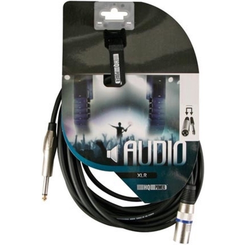HQ-Power XLR-jack kabel, 1 x XLR mannelijk, 1 x jack 6.35 mm mannelijk, mono, 3 m, perfect voor geluidsoverdracht