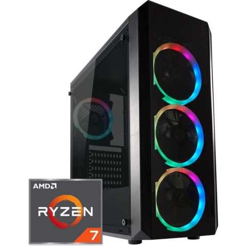 Circular RGB Gaming PC | AMD Ryzen 7 - 5800X3D | GeForce RTX 4060 | 32 GB DDR4 | 1 TB SSD - NVMe | WiFi | Bluetooth | Windows 11 Pro