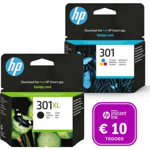 HP 301 - Inktcartridge 301XL Zwart & 301 Kleur + Instant Ink tegoed
