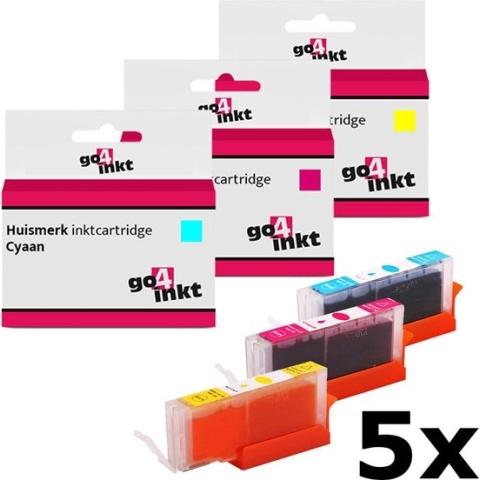 Go4inkt compatible met Canon CLI-526 15st c/m/y inkt cartridge cyaan, magenta,yellow