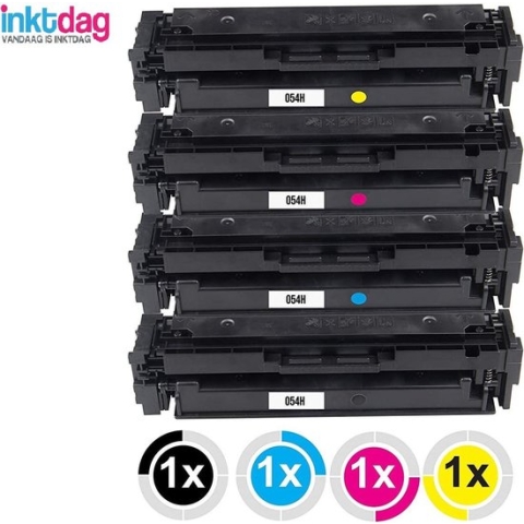 Inktdag  Multipack Laser toner cartridges voor Canon 054H/ / Canon 054(Zwart, Cyaan, Magenta & Geel | Geschikt voor Canon i-Sensys LBP621CW, Canon i-Sensys LBP623CDW, Canon i-Sensys MF641CW, Canon i-Sensys MF643CDW en Canon i-Sensys MF645CX